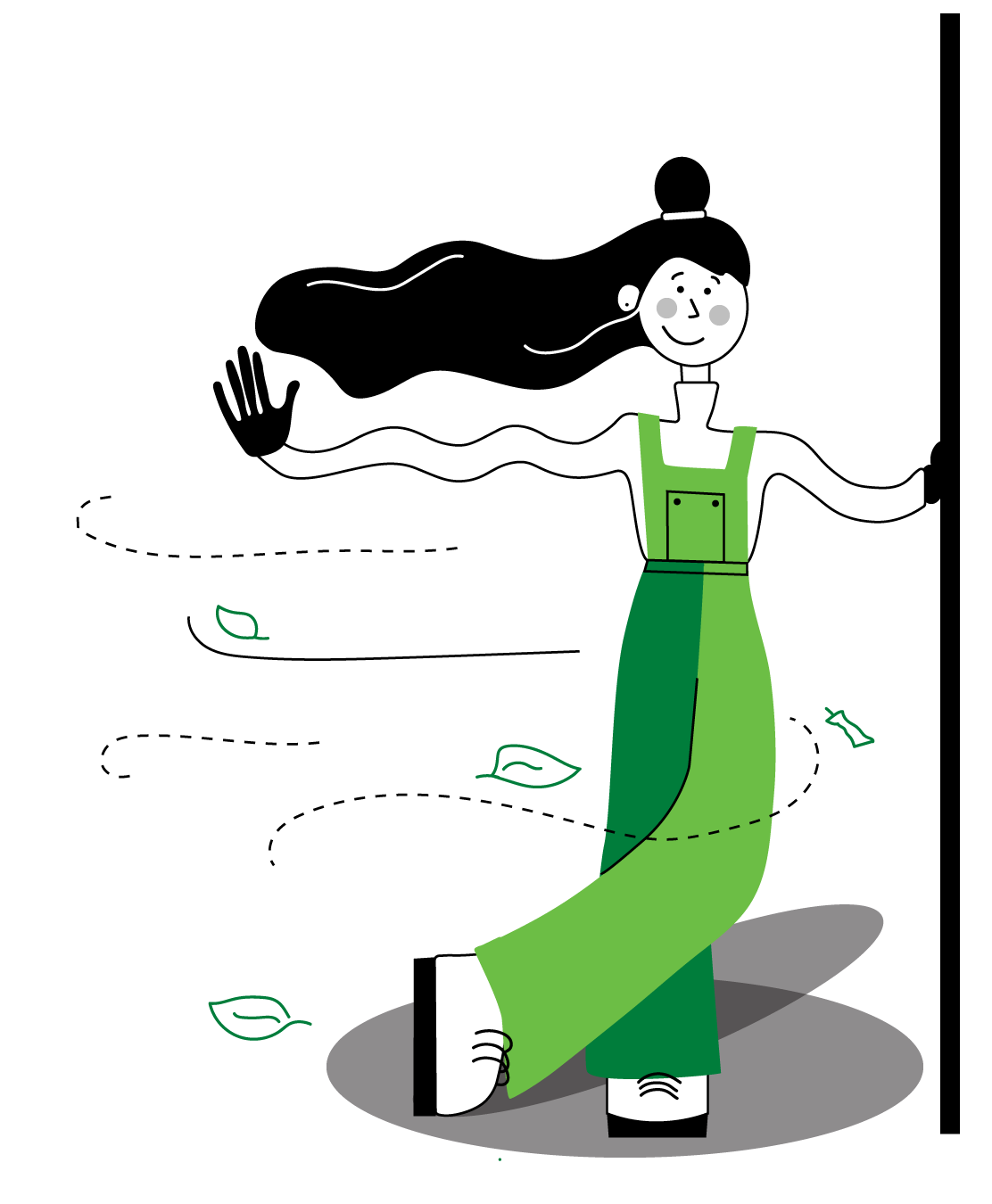 Ilustracja przedstawiająca animowaną postać otoczoną przez śmieci